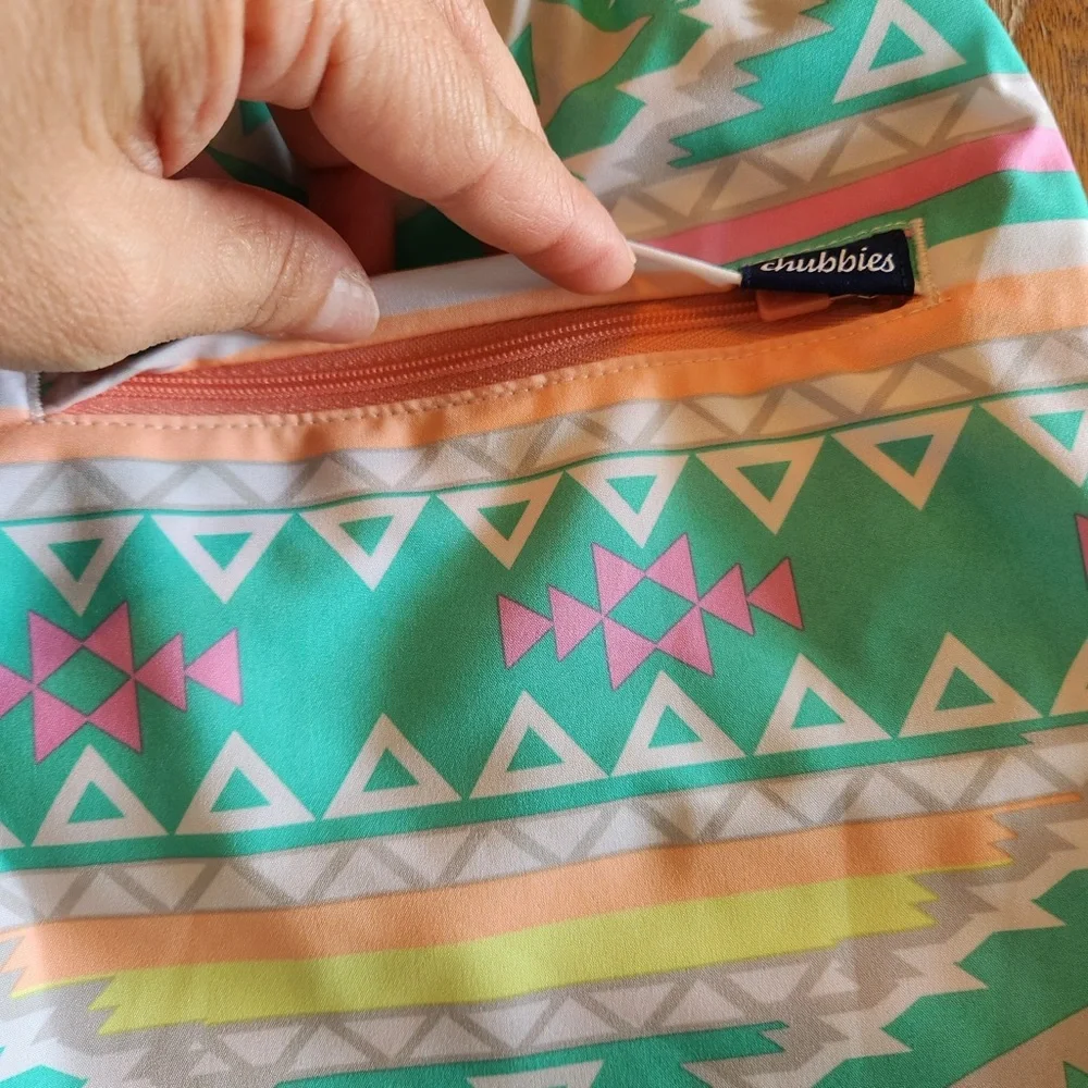 NWOT CHUBBIES Men’s‎ Size Small 5’5”Aztec Tribal Pastel Print Swim Shorts